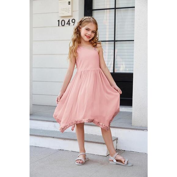 New GRACE KARIN Girls Summer Dress One Shoulder Midi Dress Size 6 - Picture 2 of 14
